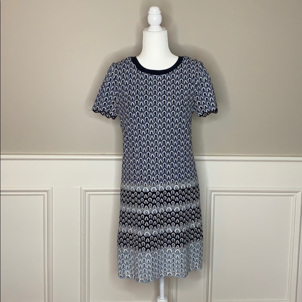 Tory Burch Blue Crochet Style Short-Sleeved Dress